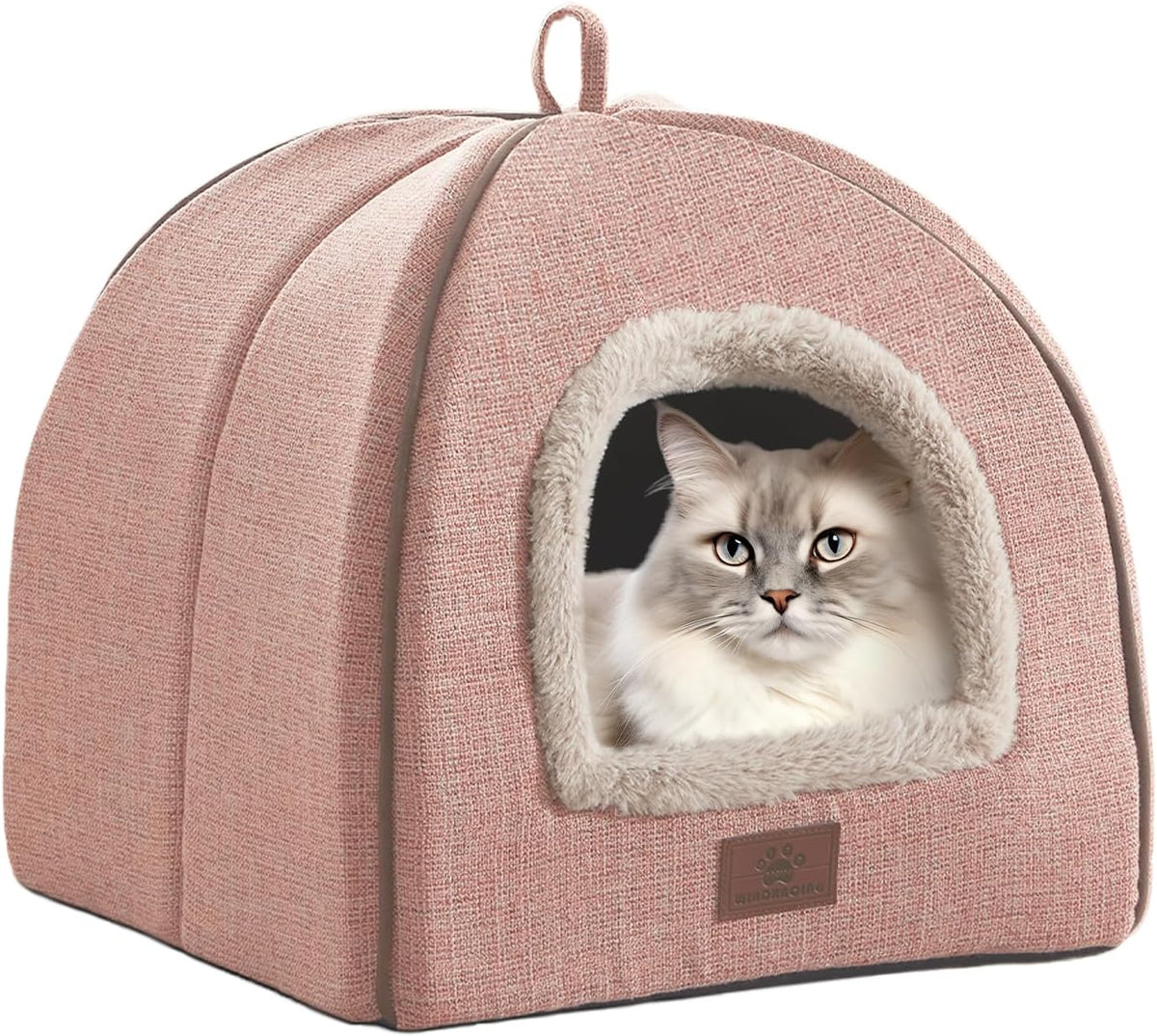 Cat Bed for Indoor Cats - Cat Cave Beds Cat House Cat Tent with Removable Washable Cushioned - Light Pink / M(15 x 15 x 15 Inch)