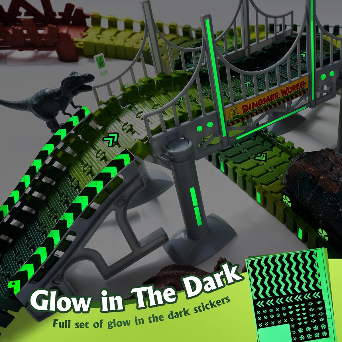 264 PCS Construction Race Tracks for Kids Toys - Dinosaur Race Track - image 3