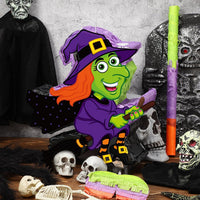 Aoriher Halloween skull piñata with bat stick, blindfold and square confetti - view 32
