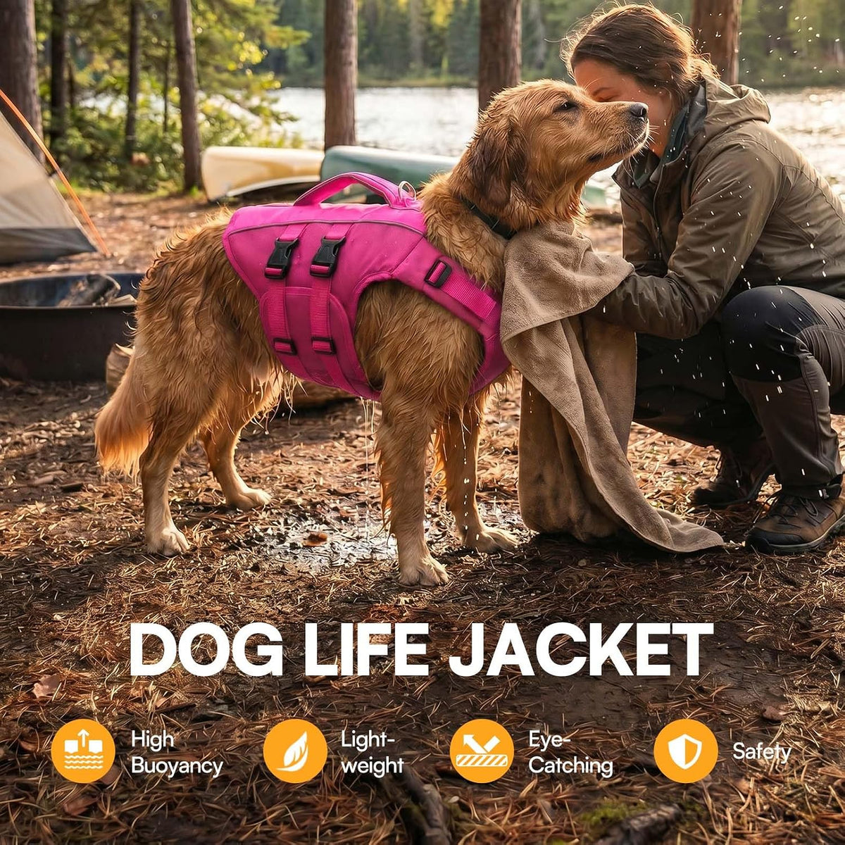 Dog Life Jacket Medium,Ripstop Dog Flotation Vest for Medium Dogs – Essentials for Dogs - XX-Large / Rosered - image 2
