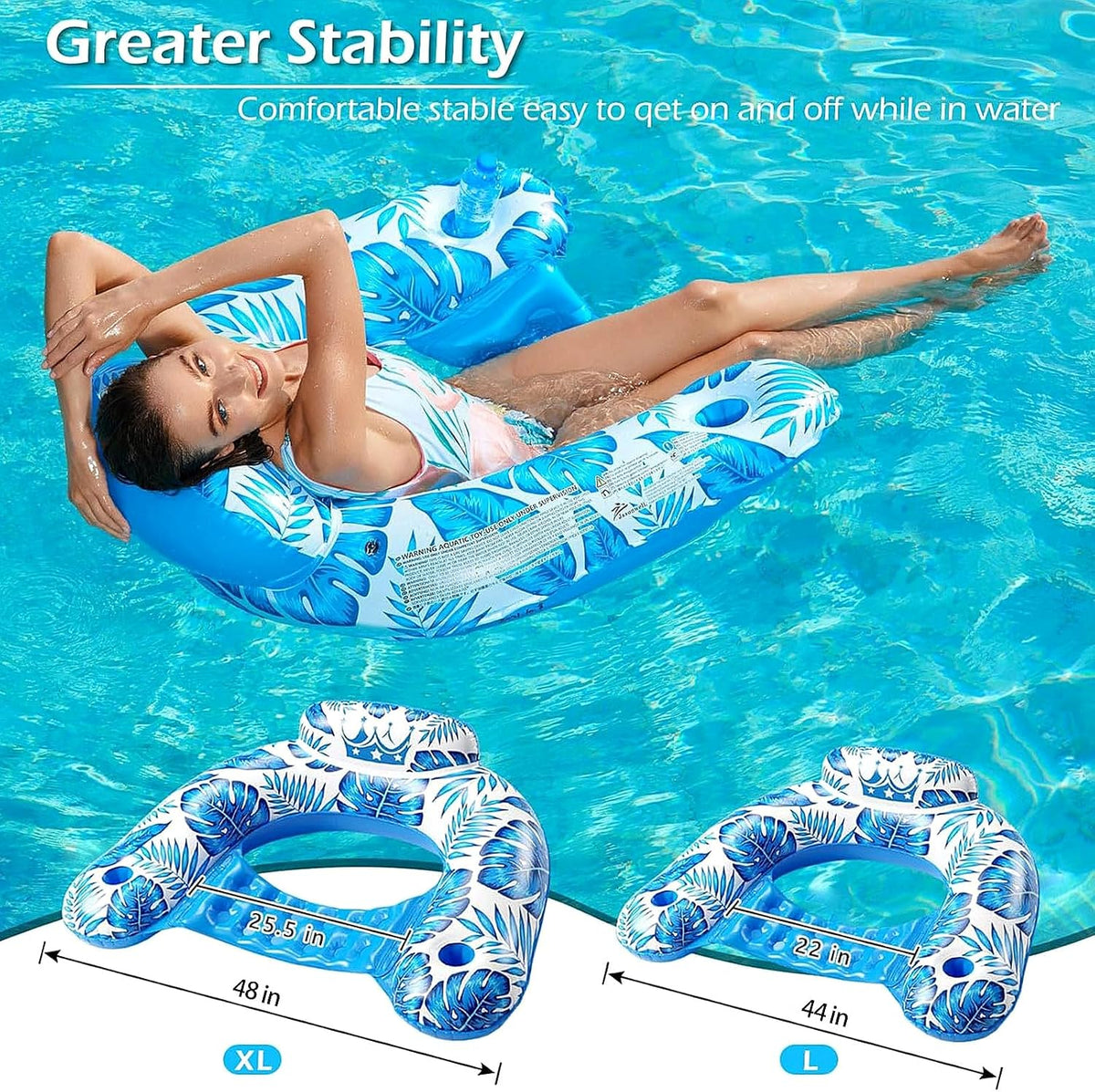 Jasonwell Inflatable Pool Float Chair - TropicalBlue / Large / 1 - image 2