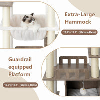 Modern Cat Tree, 76'' Tall Cat Tower, 3 Big Platform GCT103WB - Rustic Gray / 70.9 inches - image 3