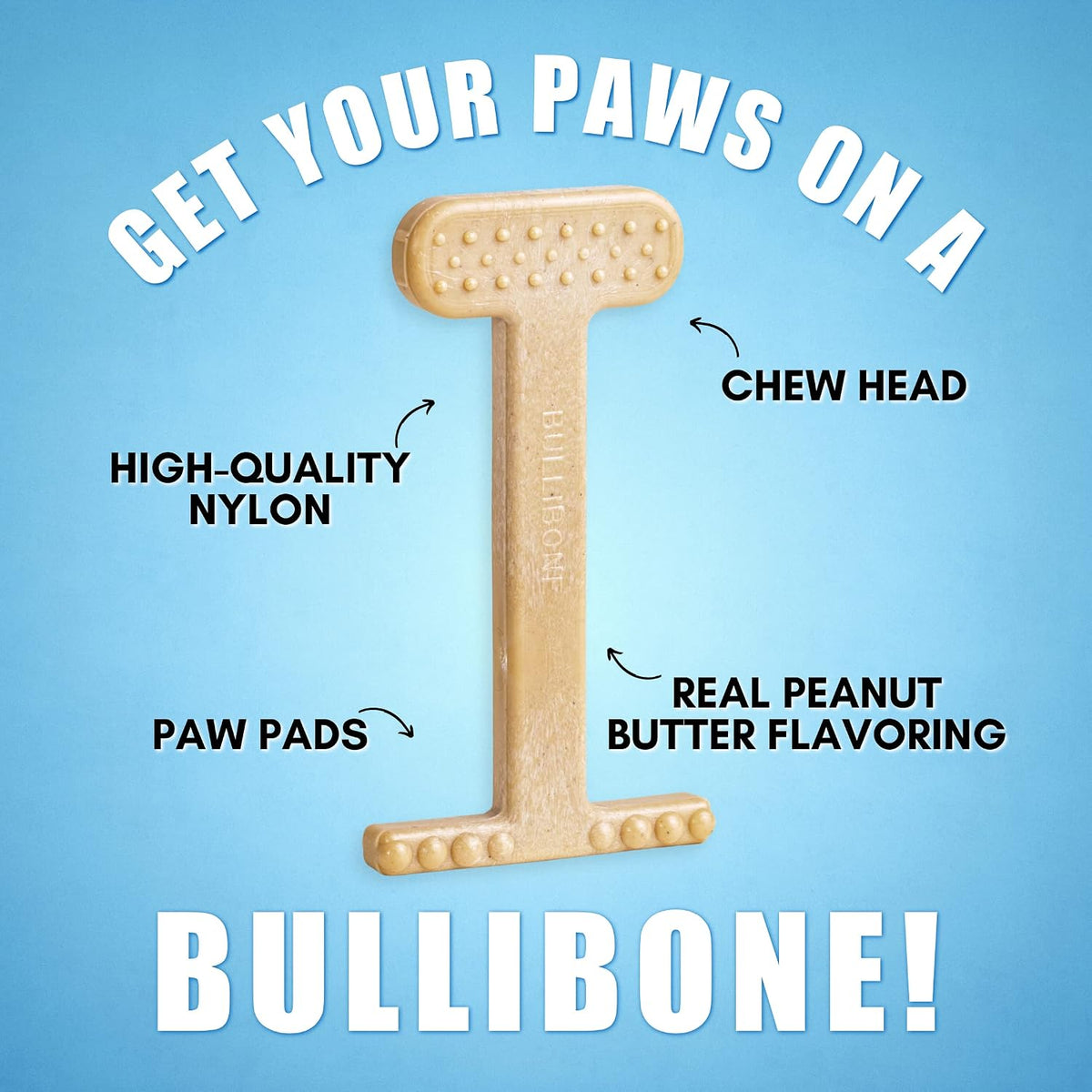 Bullibone Nylon Dog Chew Toy for Aggressive Chewers - Peanut Butter / Large - 2 Pack - image 3