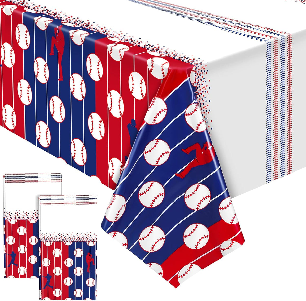 durony 2 Pieces Halloween Candy Corn Disposable Tablecloths 108 x 54 - 2 / Baseball