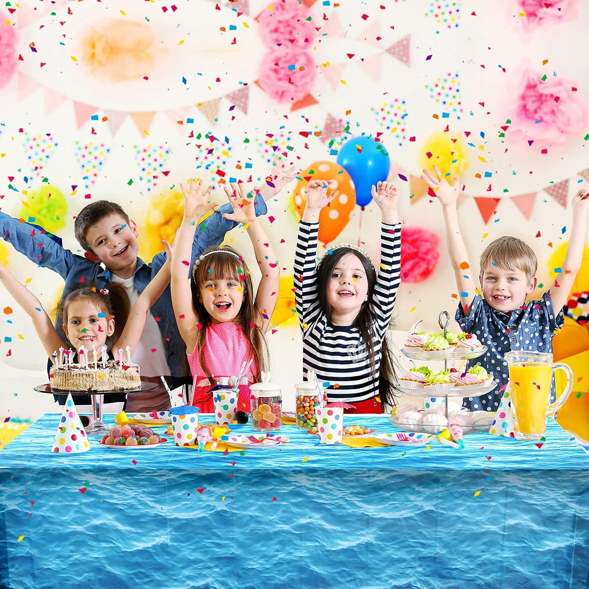 Irenare 2 Pieces Ocean Plastic Tablecloth 54 x 108 Inch Blue – Fun for Kids & Family - 1 / 14.2 x 7.9 Inch (Rectangular) - image 3