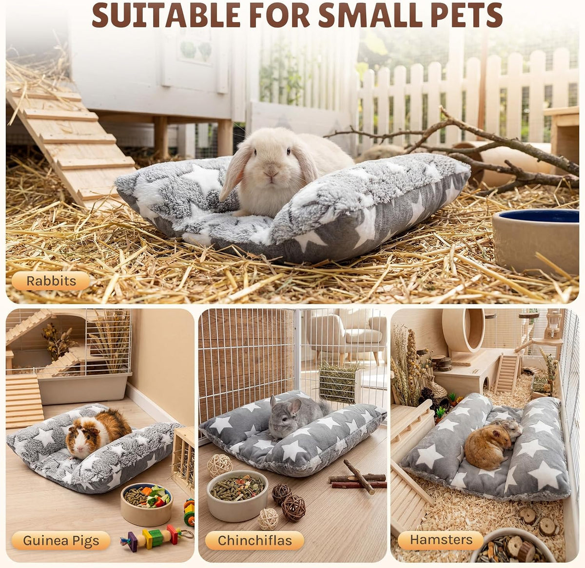 16.5 X 18in Washable Soft Rabbit Bed - Gray-Star - image 4