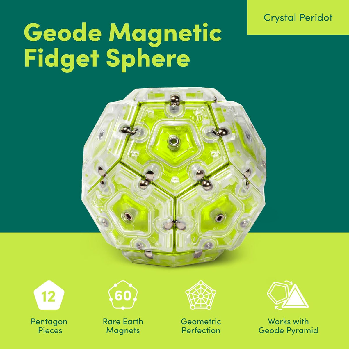 Speks Geode Magnetic Sphere - Peridot - image 2