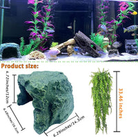 Turtle Basking Platform,Resin Bearded Dragon Basking Platform Reptile Habitat Cave Climbing Ramp - hideout / Dark grey - image 3