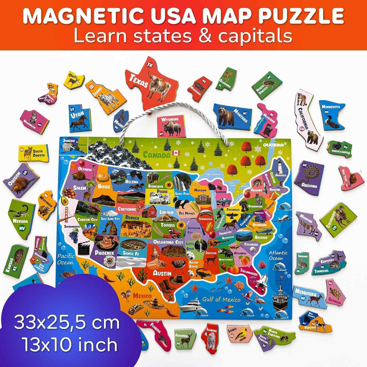 US Map Puzzles for Kids Ages 4-6 - Magnetic USA Puzzle - image 2