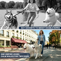 Pieviev Double Dog Leash for 2 Medium&Large Dogs, Longer Coupler - Pure Black - image 2