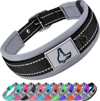 Joytale Reflective Dog Collar for Large Dogs with Wide Padding - Black / L
