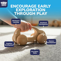 TOY Life Wooden Toys Cars, Montessori Baby Toys 6-12 Months - 6 PCS Rattle Set - image 4