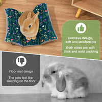 15"x14" Soft Plush Rabbit Bed Washable Cuddle Mat for Small Pets – Daily Care for Small Pets - Dark Green Flowers / Medium - image 3
