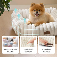 Bedsure ComfyFleece Cute Dog Bed for Small Medium Dogs Washable - S(20" x19" x6") / Night Blue - image 3