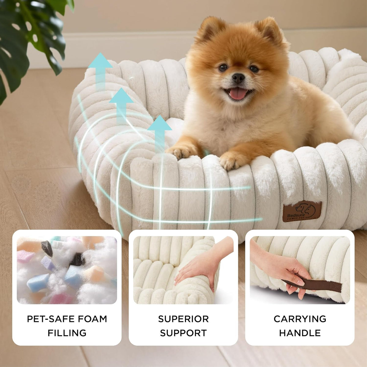 Bedsure ComfyFleece Cute Dog Bed for Small Medium Dogs Washable - S(20" x19" x6") / Night Blue - image 3