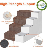 EHEYCIGA Dog Stairs for Bed 20" H, 4-Step Extra Wide Dog Steps for High Bed, Pet Steps for Small Dogs and Cats, Non-Slip Balanced Pet Ramp Indoor, Brown