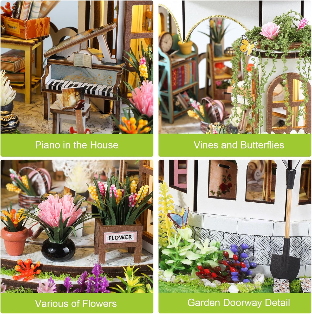 DIY Miniature House Kit, Pet Shop Book Nook Kit with LED Light - Hanging Garden - image 2