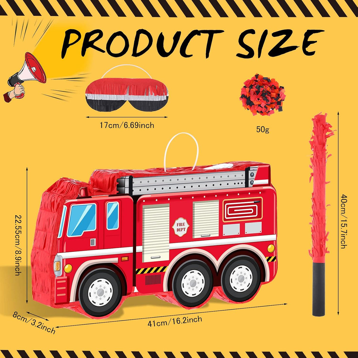 Aoriher Construction Dump Truck Excavator Piñata with Blindfold Bat – Fun for Kids & Family - Firefighter - image 2