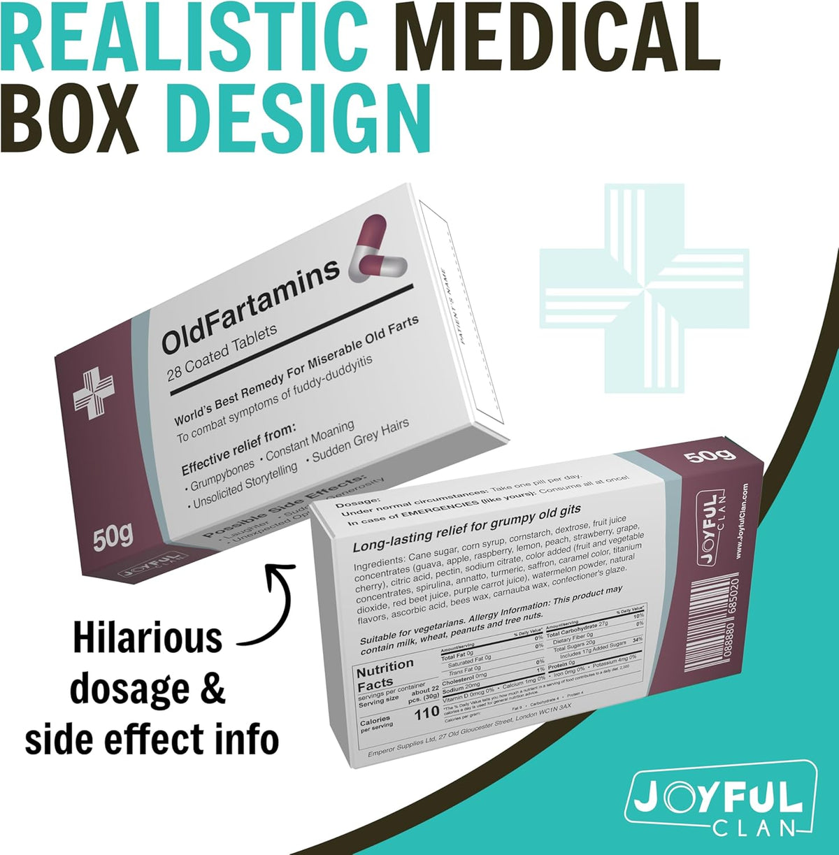 Funny Prank Pill Box Candy, Gag Gifts for Men - Old Fartamins - image 4