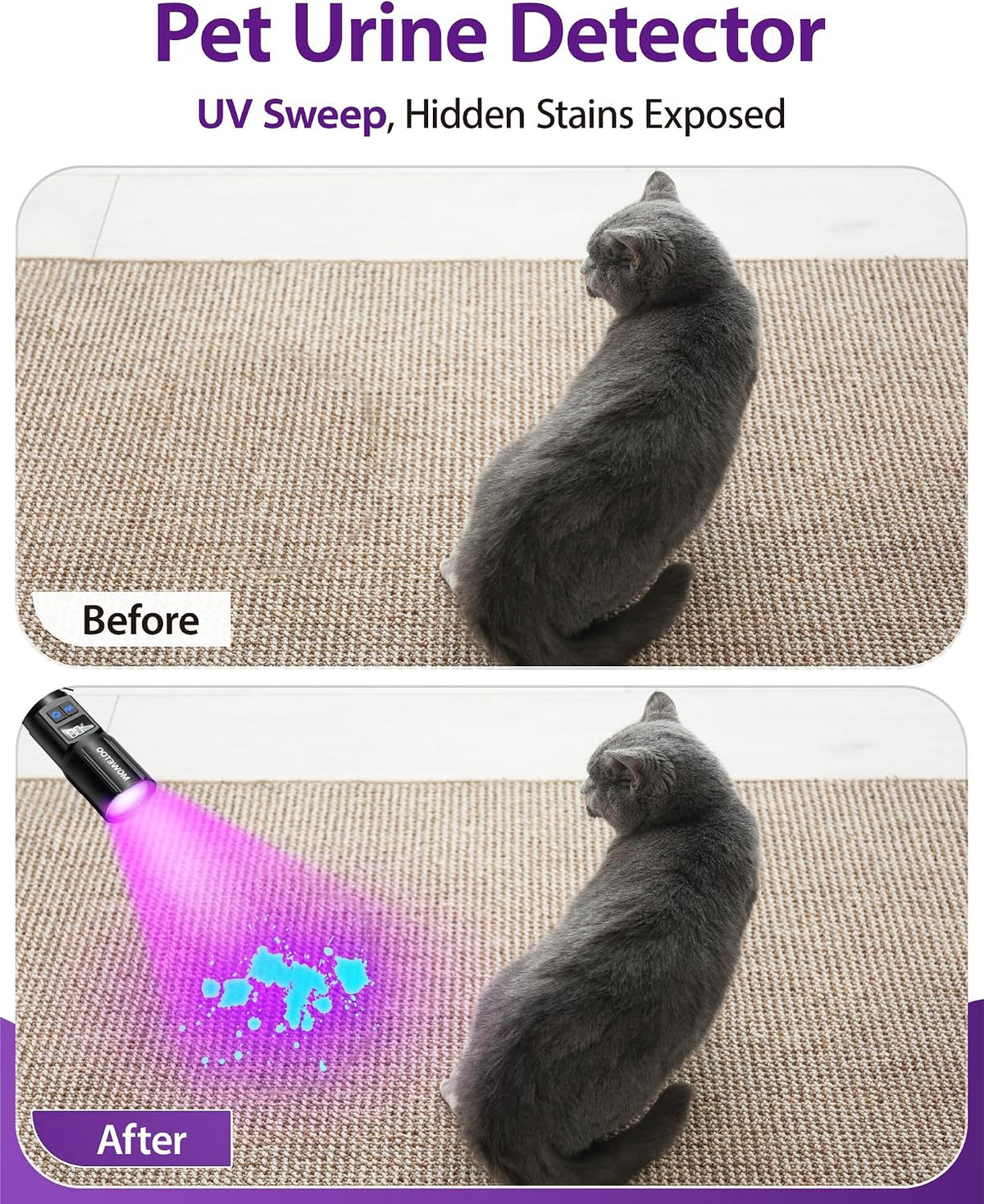 Black Light Flashlight, 2N1 UV＆White Light with LCD Display - image 2