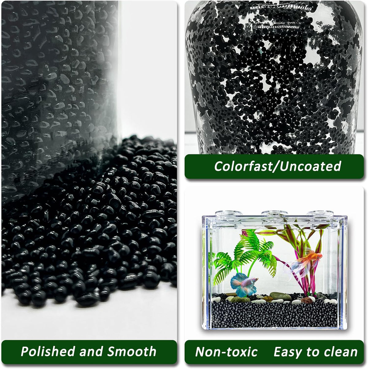 BXI 2.2 Lbs Small Aquarium Substrate Gravel Sand - Black Glass Sand / 2.2 lbs, 0.04''-0.12''(Mini) - image 3