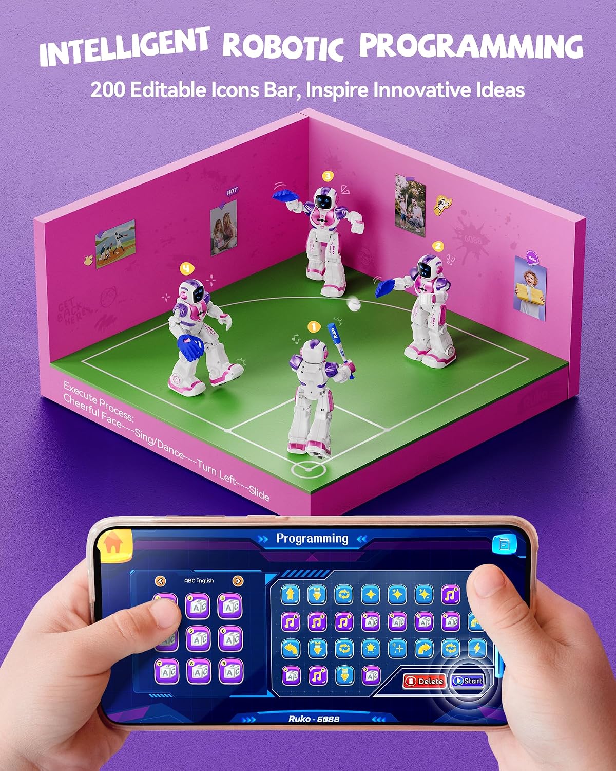 Ruko 6088 Robot Toys for Kids, Programmable - Pink-updated - image 2
