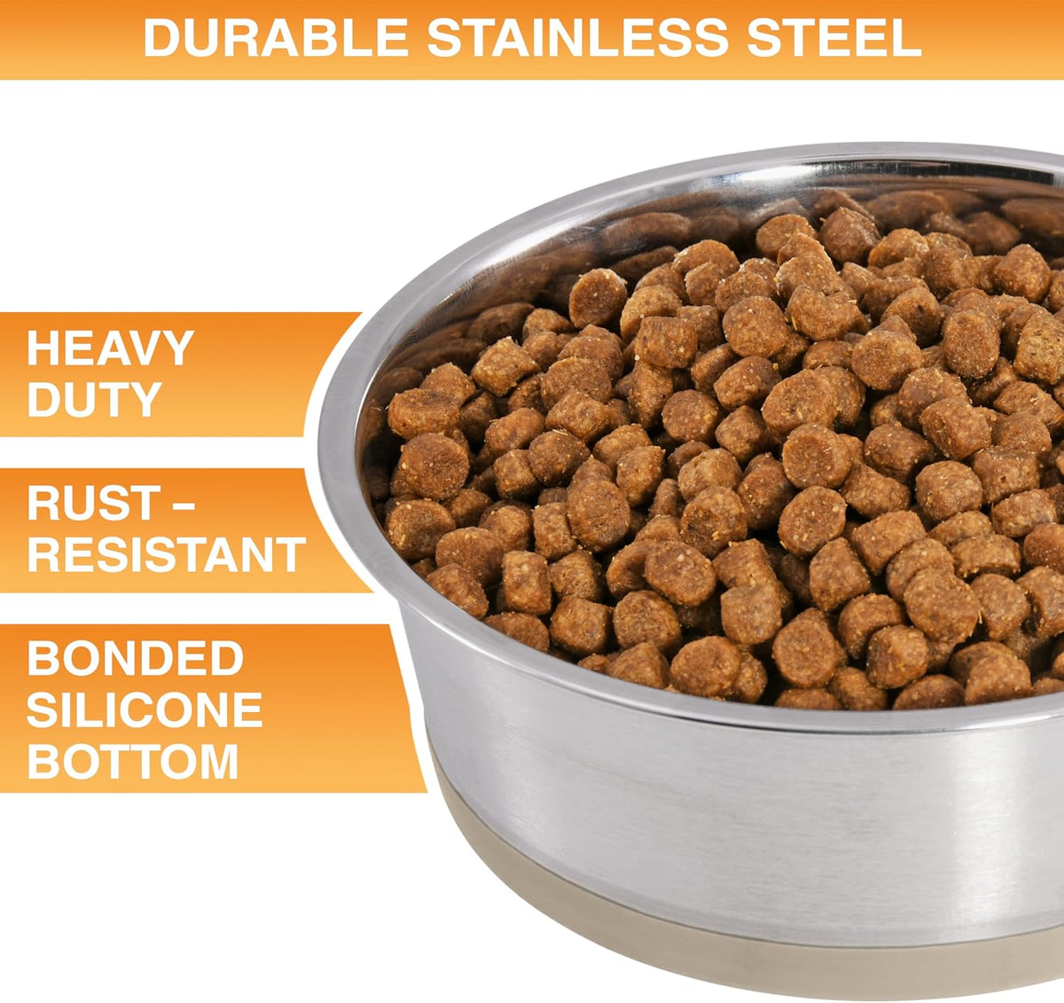 Neater Pet Brands Stainless Steel Dog Bowls with Non-Slip Rubber - 4 Cup (Set of 2) / Tan - image 2