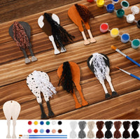 Geelin 24 unfinished wooden horse cutouts with paints, brushes and colored yarn - view 10