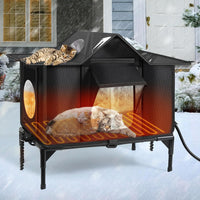 Outdoor Cat House Weatherproof, Heated Cat House - Large-24.8X14.9X17.2 In