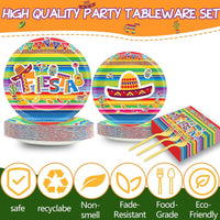 CHUNNIN 200 PCS Gone Fishing Party Plates Napkins Fishing Tableware - Mexican Fiesta - image 3