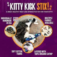 Kitty Kick Stix 15" Catnip Kicker Toy – Set of 2 | Handmade in USA | Interactive Cat & Kitten Toy | Durable Kicker Packed with 100% Potent Catnip for All Breeds (Mystery Choice)