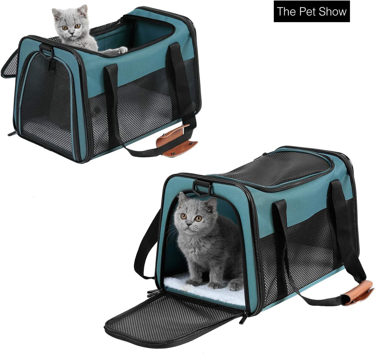 Cat Carrier, Portable Foldable Dog Pet Carrier - 17.5"L x 11.0"W x 11.0"H / Blue - image 3