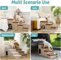 COZY KISS Dog Stairs with Storage, 16.7" H Wider Dog Steps - Brown / 3 / 32.5x17x17.7 inch - image 4