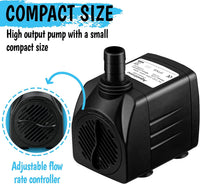 550GPH 30W submersible water pump with flow control valve and suction cups - view 4