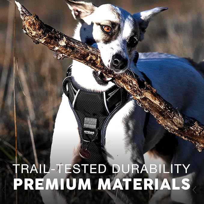 Embark Adventure Dog Harness, Reflective Trim No Pull Dog Harnesses for Small Sized Dogs - Military Grade Nylon, Front Clip with Gel Lined Handle. Soft & Padded Puppy Harnesses.