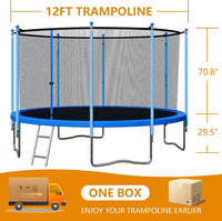 ALTLER 12 FT outdoor trampoline with safety enclosure and ladder - view 3
