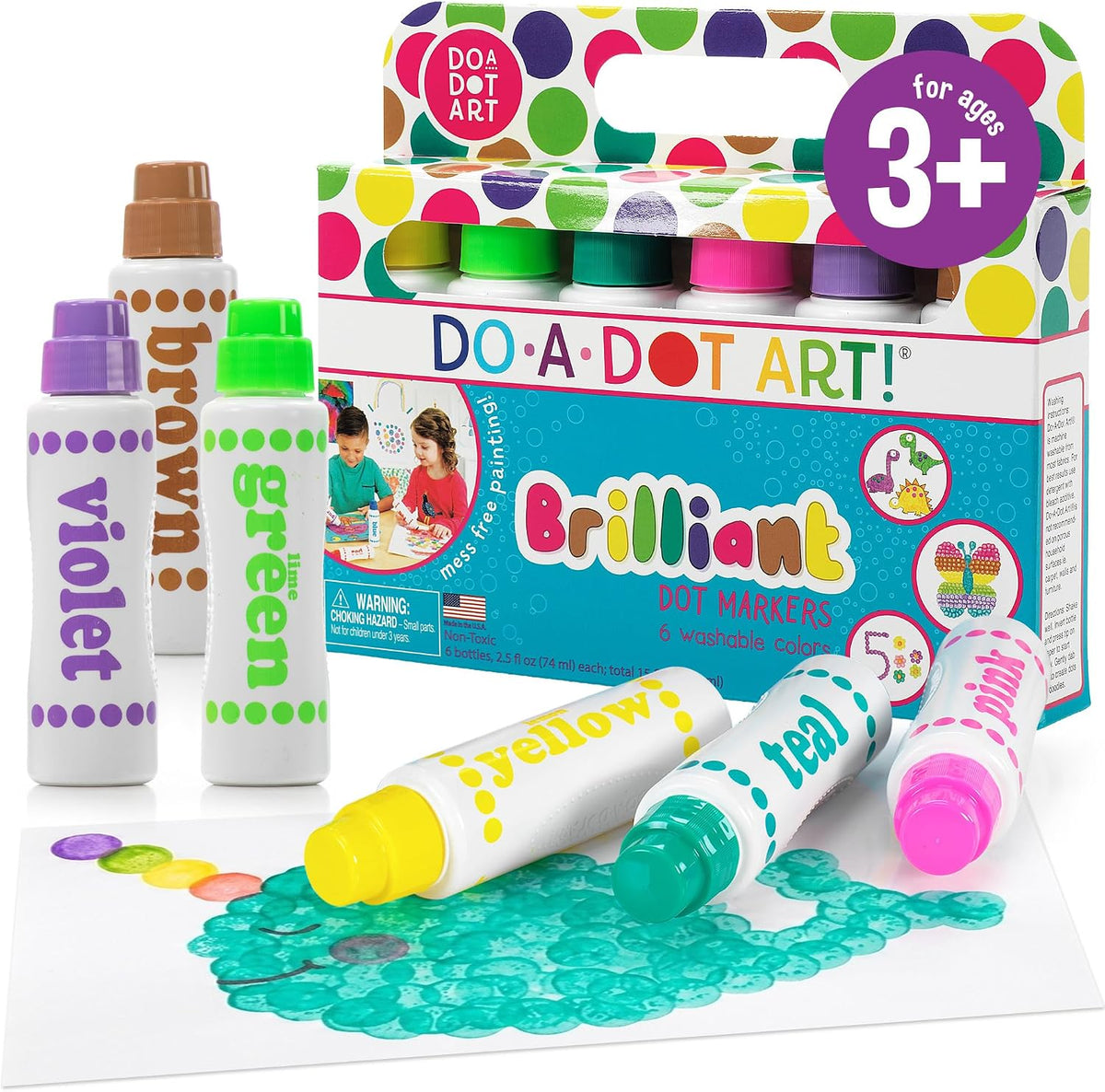 Do A Dot Art! Markers 6-Pack Rainbow Washable Paint Markers – Fun for Kids & Family - Brilliant / 6
