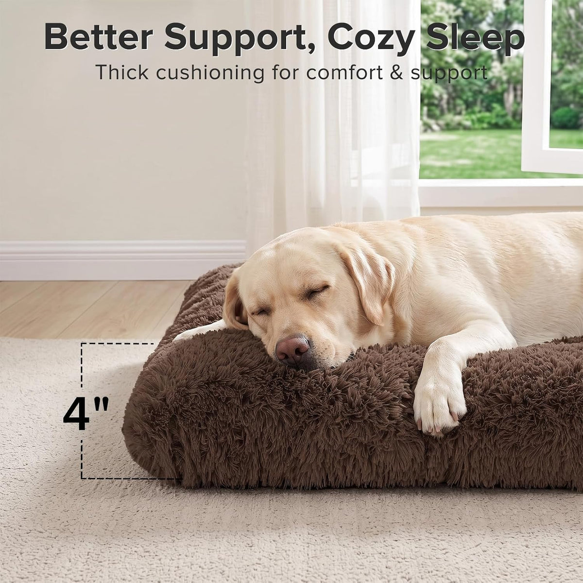 JOEJOY Large Dog Bed Crate Pad - 40.0"L x 27.0"W x 4.0"Th / Brown - image 3