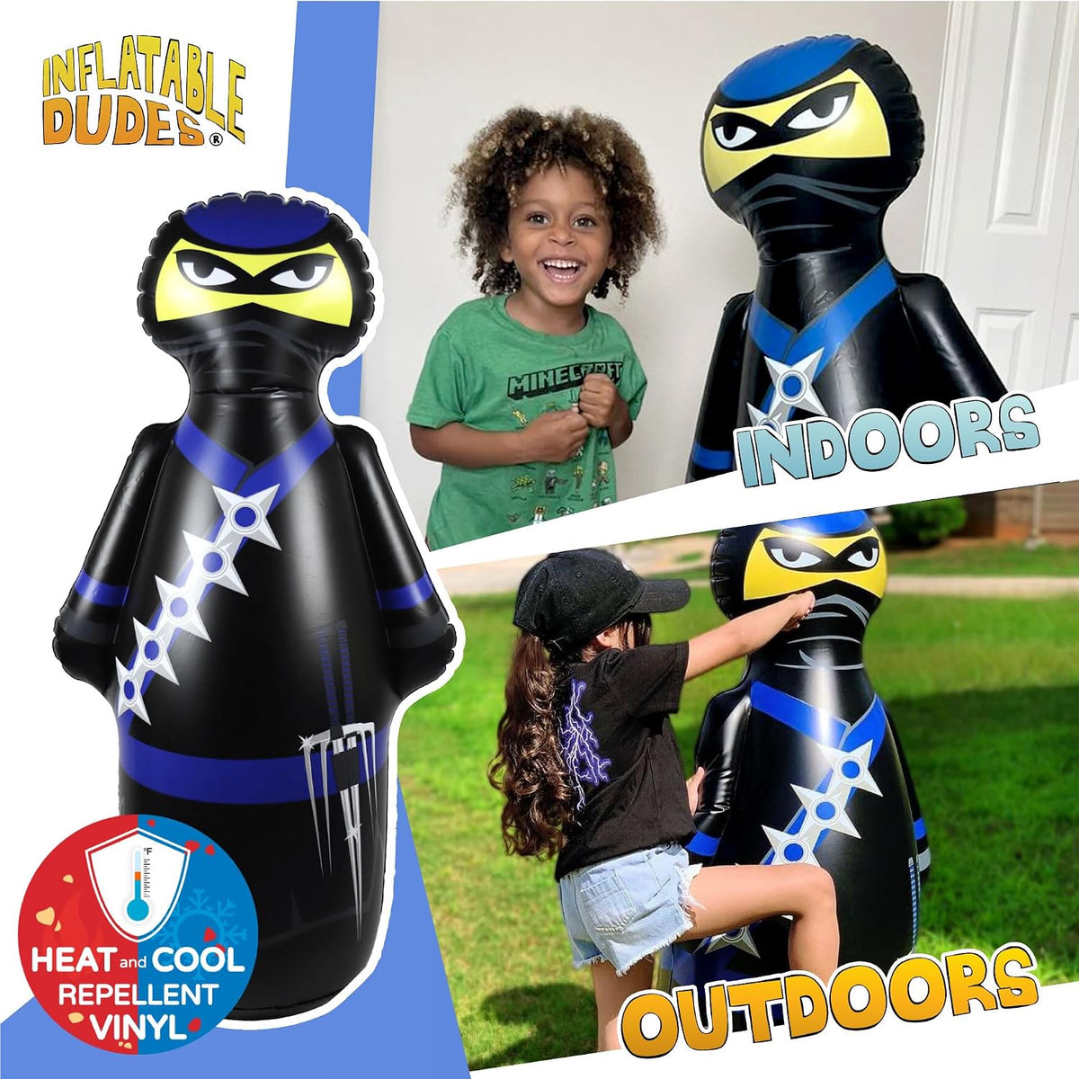 Inflatable Dudes kids punching bag bop bag, 47 inch, with sand-filled base in a ninja design - view 38