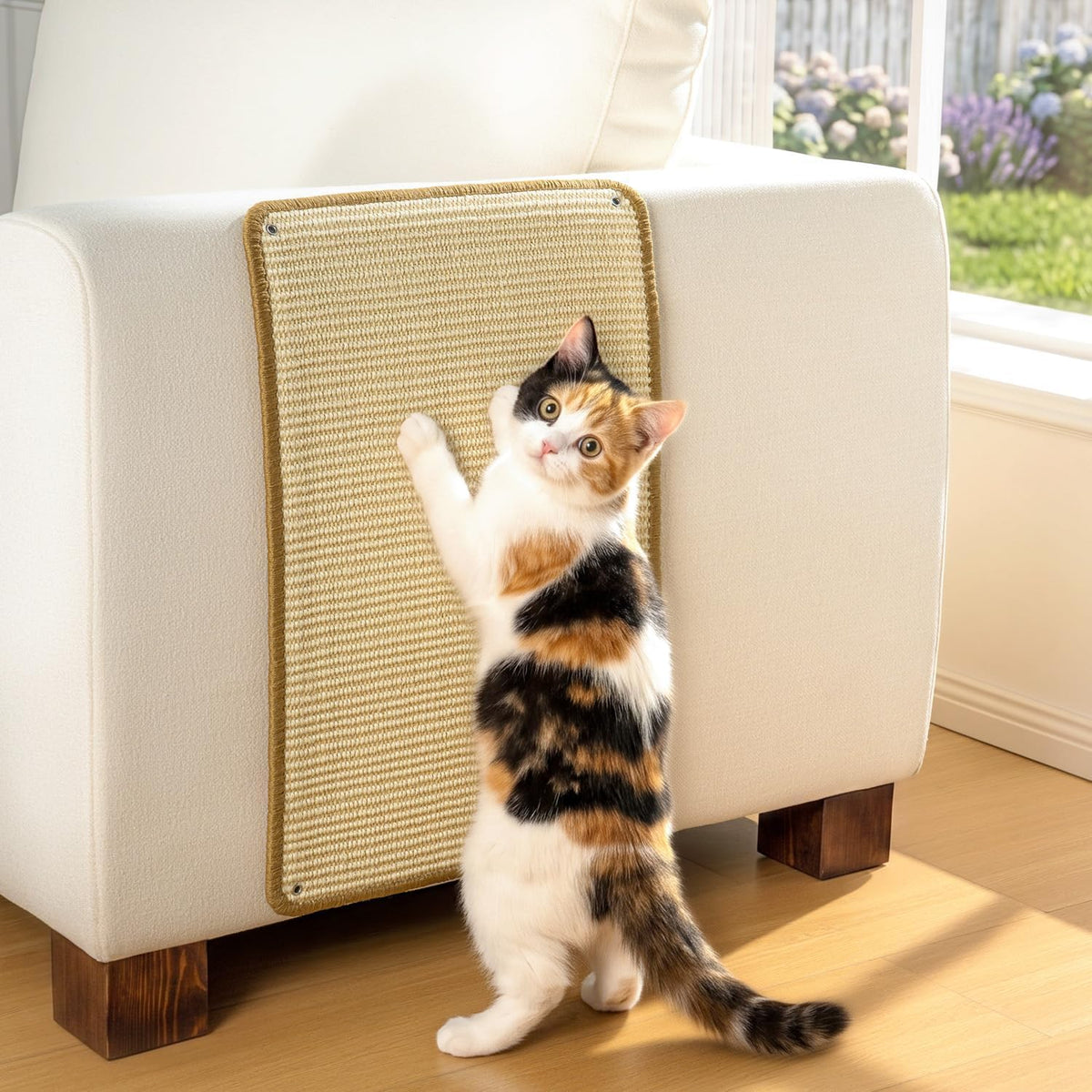 Conlun Cat Wall Scratcher, Dual Mount Sisal Scratching Mat – Essentials for Cats - Beige / 1 Pack-M (23.6'' X 15.7")