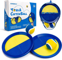 EVERICH TOY Toss and Catch Ball Game Set - Dark Blue Yellow / 2 Paddles 2 Balls