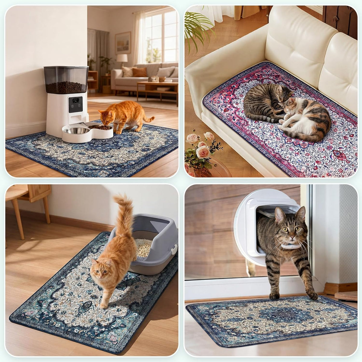 Hompet Cat Litter Mat 2 Pack - 54x54 Inch (Pack of 2) / Rose Pink Mandala - image 4