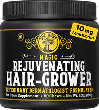Doc Itchy Rejuvenating Hair-Grower Dog Pet Chews | 10mg Melatonin for Dogs | Hair Growth Booster | Senior Dog Energizer | Calming | Medical-Strength | Food Allergy Safe | Vegan | 90 Count