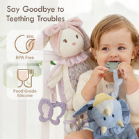 Moonkie Baby Lovey with Silicone Teether - Pink - image 3