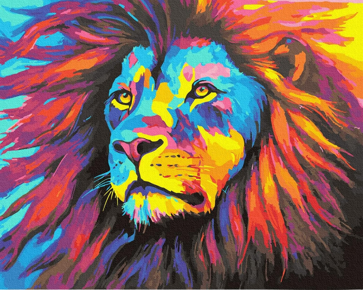 Komking paint by numbers kit for adults, colorful wolf design on 16x20 inch canvas - view 2