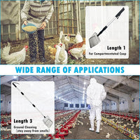 PINVNBY Stainless Steel Chicken Poop Scooper 3 in 1 Adjustable Long Handle Poop Scooper for Chicken(21.8" to 38.6") Multifunctional Chicken Coop Cleaning Tools Sifting Shovel Chicken Coop Accessories
