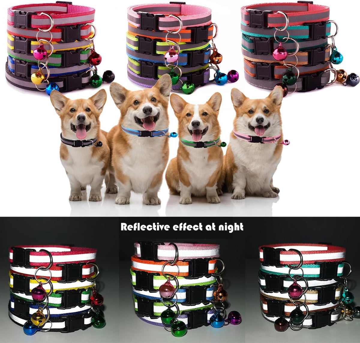18Pcs Puppy Collars for Litter, Reflective Cat Collar - Reflective strip / Non breakaway - image 3