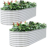 BTDVR 2PCS Galvanized Raised Garden Bed Outdoor, Metal Raised Beds for Vegetables, Above Ground Garden Box for Flower, Steel Garden Bed for Gardening - 65x20 inch