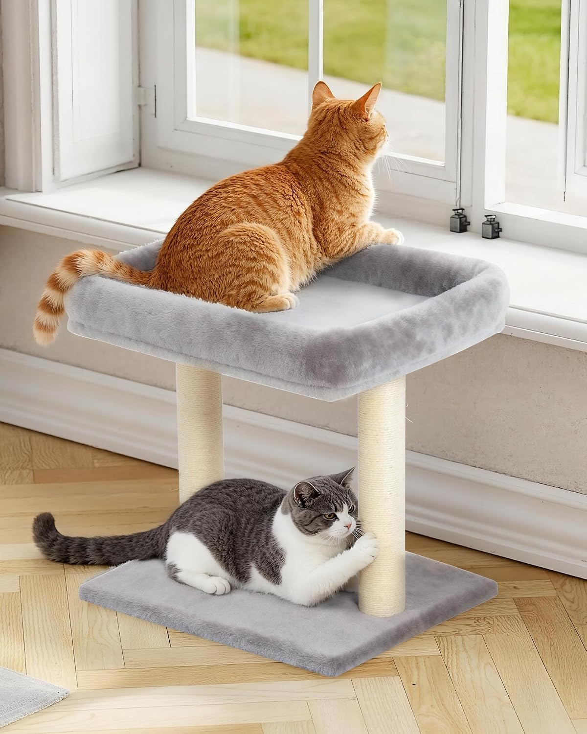 19" Small Cat Tree with Scratching Post for Indoor Cats with Perch – Essentials for Cats - Light Gray - image 3