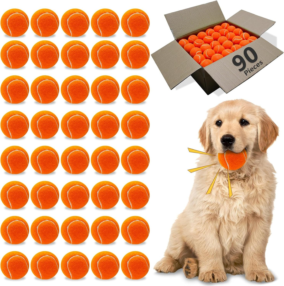 Magicorange Dog Tennis Balls - Orange / 90 Pack